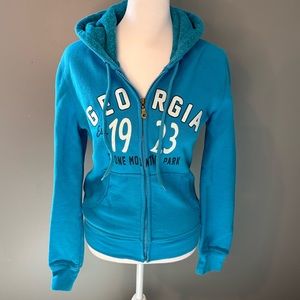 Women’s Georgia Stone Mountain blue zip up hoodie size small